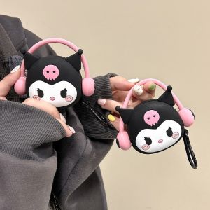 【New】Cute Cartoon Music Colorful Kuromi Liquid Silicone Earphone Protective Case with Hook or Lanyard For Samsung Buds live Pro 2 2 Pro FE Earphones