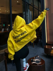 Dopamine Boost Bright Color High Waist Short Hoodie Jacket Womens 2024 New Spring Heavy Embroidery Top Loose Fit Long Sleeve