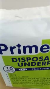 PRIMES DISPOSABLE UNDERPADS 75CM X 75CM (10pcs/pack) 4 PLY