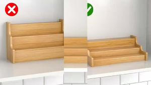 LMETJMA | LMETJMA Cabinet Spice Rack 3 Tier Expandable Bamboo Spice Rack Kitchen Spice Shelf Organizer Seasoning Storage Stand Holder