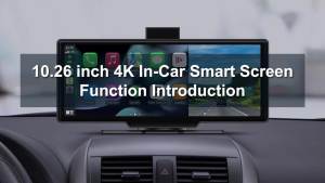 Jansite New 10.26 4K Dashcam Wireless CarPlay & Android Auto Rearview Camera Dual Lens DVR WiFi GPS Navigation Video Recorder