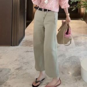 Shalldoer | Design Sense Wide Leg Jeans Fashionable and Versatile Nine Inch Pants