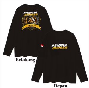 Kaos Lengan Panjang-Panitia Qurban 1446 H-Dtf Mix Kuning-Desain tulisan& gambar kambing keren