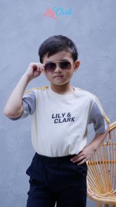 Lily And Clark Kaos Anak Ternyaman Warna Cream Salur Abu KLC30