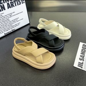 3cm Thick Sponge Sole Womens Wedge Sandals 2023 Summer New Cross Band Casual Sports Open Toe Roman Sandals