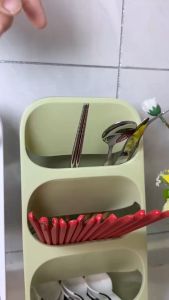 3 Layer Dustproof Storage Box Chopsticks Cage Tableware Drain Rack Organizer Fork Spoon Divider Container Chopsticks Storage Box