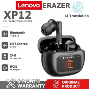 1-Year Warranty Lenovo ERAZER XP12 AI Translation Headphones LED Wireless Headphones Bluetooth 6.0 AI Real-Time Translation Headphones IPX7 Waterproof In-Ear Headphones HiFi Sound Quality