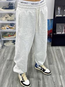 Grey White Mens Casual Sports Pants Spring Autumn New Style Youth Basic Loose All-Match Cuffed Leisure Trousers