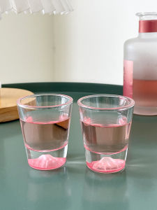 New Arrival Japanese Pink Fuji Mountain Tass Thickened Glass Sake Cup Good-looking Creative For Home Liquor Cup