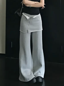 Quần Ống Rộng Dáng Rộng Phong Cách Mỹ Cổ Điển Cho Nữ Quần Dài Ống Đứng Thường Ngày Không Lộ Eo