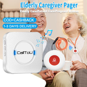 CallToU Wireless Caregiver Pager Smart Call System Nurse Calling Alert Patient Help System for Emergency/Elderly/Pregnant/Hospital Attention Pager Receiver and SOS Call Button CC01