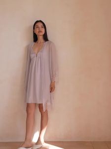 JINSANTA | Elegant Lacy Strap 100% Silk Nightgown