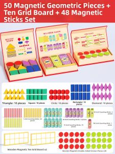 FUHAIER | Counting Calculation Rods Math Learning Aid 20-100 Addition Subtraction Geometry Figures