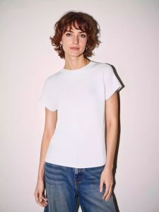 Basic House | Slim Fit Semi High Neck Icy Silk Knitted Short Sleeve T-Shirt