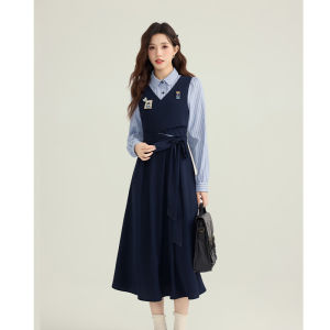 Gao Yanzhi College Style Long Sleeve Dress Womens Early Autumn New French Small Size Interview Clothing Long Dress