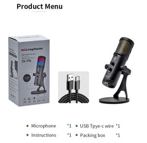 IRIN | IRIN ZX-776 Condenser Microphone RGB Light Volume Touch Mute Noise Reduction 0 Delay Mic for Streaming Gaming Recording