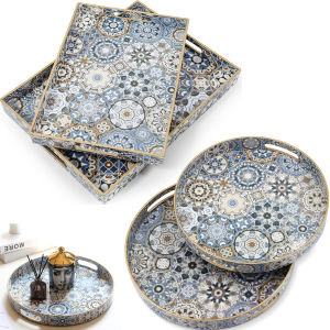 จานตกแต่งสไตล์โบฮีเมียนหรูหรา จานสำหรับเก็บของ จานกลมสำหรับห้องนั่งเล่น จานสำหรับโต๊ะกาแฟ จานสำหรับห้องน้ำ จานสำหรับประตูทางเข้า