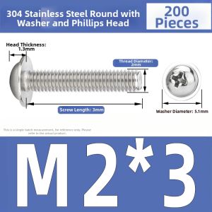 Yi Se Dian Zi | 304 Stainless Steel Cross Recessed Round Head Screw with Washer