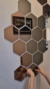 Termurah!! Kaca Cermin Hexagonal 12pcs Ukuran 8x7x4