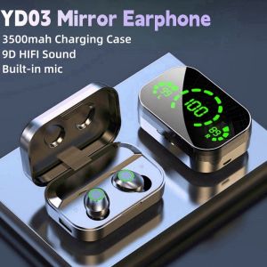YD03 Mirror TWS Bluetooth Earphones with Charging Box Wireless Earbuds Stereo Earbuds with Microphone with Flashlight