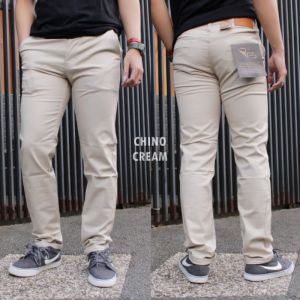 CELANA CHINO PANJANG PRIA SLIMFIT KERJA HARIAN SANTAI CASUAL FORMAL HITAM ABU