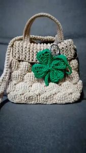 4 Leaf Clover Keychain Over-Size Handmade พวงกุญใบโคลเวอร์ 4 แฉก ห้อยกระเป๋า พวงกุญแจถัก แฮนด์เมด ขนาดใหญ่