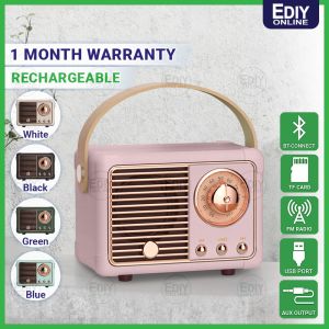 Rechargeable Wireless Classical Antique Retro Portable Mini Small Vintage Multimedia FM Radio Bluetooth Music Player Speaker Matte Pink HM11 復古藍牙音箱