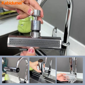 Kebidumei 3 in 1 Kitchen Faucet Waterfall Bathroom Sink Faucet Steel Universal Swivel Faucet Multi 360° Swivelling Function Faucet