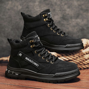 Mens Martin Boots Autumn Winter Anti-slip Wear-resistant Outdoor Climbing British Retro Sports Heightening Thick Bottom High Help Work Boots