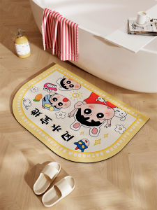 Water Absorbent Bathroom Mat Semi-Circular Toilet Entrance Anti-Slip Foot Pad Silicon Dinosaur Cartoon Home Decor Rug