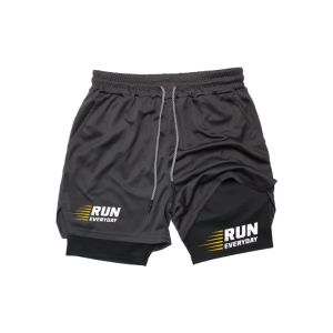 Summer 2-in-1 Mens Running Shorts Double Layer Quick-Dry Compression for Training Jogging Fighting Athletic Activewear Fitness