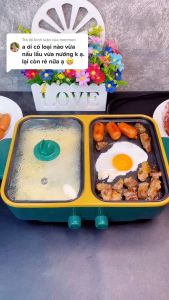 Nồi Lẩu Nướng Mini 2 Ngăn Cao Cấp 2 In 1  Siêu Chống Dính Đa Năng Tiện Lợi Bảo hành 12 tháng