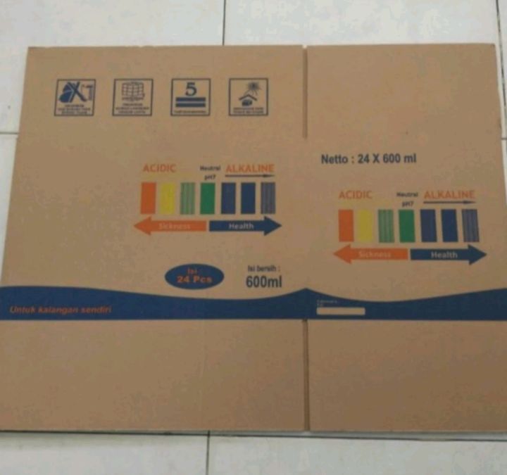 Kardus Kangen Water 600ml dan 330ml Kardus Cardboard Stackable