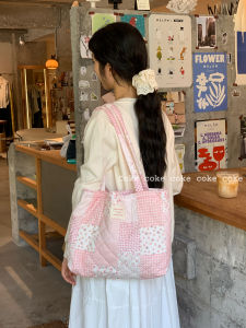 Sweet Cute Floral Patchwork Cotton Shoulder Bag Thickened Autumn Winter New Style Versatile Lady Fresh Style Womens Bag