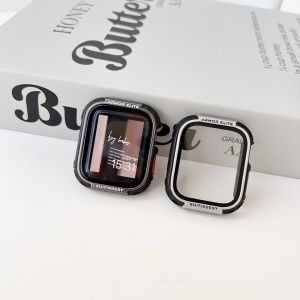 New Titanium protective case + Protective film For Apple Watch 9 8 7 6 5 4 SE Metal cover for iWatch 44mm 45mm