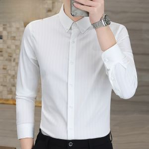 HENGYUANXIANG | Iron Free Long Sleeve Mens Shirt Casual Business Embroidery Khaki Color Spring Autumn New Arrival Fashion Urban Style Standard Fit