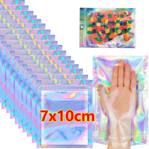 200-1PCS Laser Sealing Bags Color Plastic Holographic Candy Food Pouch Resealable Necklace Jewelry Gift Packaging Storage Bag