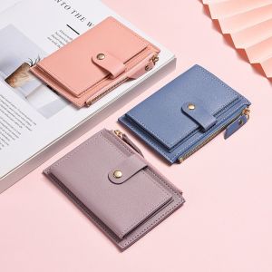 Ví gấp hai nhỏ để da PU kéo khóa cho Nữ Ví đựng xu Ví đựng thẻ tín dụng ví Ví Mỏng Ví Ví Nữ Ví ngắn đựng thẻ nhiều ngăn