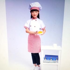 Chef Uniform for Kids Kid Costume for Chef Uniform Jacket Career Guidance Costume for kids Children Cosplay Kitchen Restaurant Work Wear Boys Girls Birthday Gift Cook Pretend Set with Hat