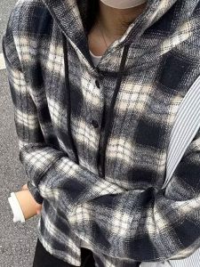 Mens Plaid Long Sleeve Shirt Spring Autumn Loose Lazy Style Hoodie Casual Cleanfit Jacket Polyester Fiber Youth Daily Wear