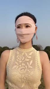 Sunscreen Mask for Women UV Protection Summer Ice Silk Face Gini Mask Full Face Sunshade Face Mask Thin