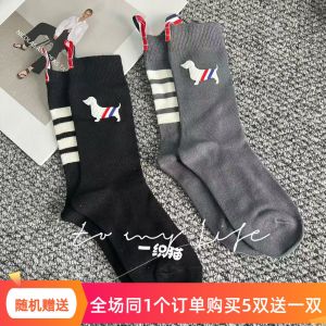 Autumn Fashion Pure Cotton Mid-Calf Socks AB Version Lever Doggie Decorations Premium Quality Versatile Girls Preppy Style