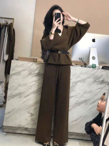 Salt Series Autumn Winter High Waist Straight Cut Sweater Set Korean Style Fashionable Elegant Ladylike Small Dress Ensemble