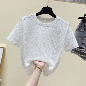 Outlets Genuine Womens Clothing Cut Label Clearance Special Offer Summer Western Style Chic Cut Out Lace T-Shirt Tops Women