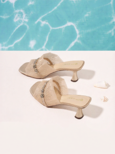 Josiny | Mesh Rhinestone High Heel Sandals Transparent Breathable