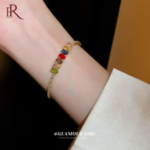 Frascati แฟชั่นที่สง่างามที่มีสีสันคริสตัลโลหะกำไลข้อมือสร้อยข้อมือสำหรับผู้หญิงปรับหญิงงานแต่งงานสร้อยข้อมือเครื่องประดับ