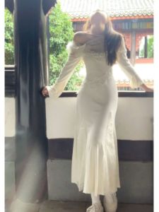 CHANGTONG | Đầm Cá Sấu Phong Cách Hàn Quốc Voan Pháp Sang Trọng