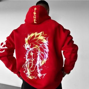 เสื้อฮู้ดอนิเมะดราก้อนบอล ซุนโกคู แบบยูนิเซ็กซ์ ทรงโอเวอร์ไซส์ แขนยาว สไตล์สตรีทแวร์ วินเทจ สำหรับฤดูใบไม้ร่วงและฤดูหนาว เหมาะสำหรับทั้งผู้ชายและผู้หญิง