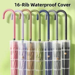 Large Automatic Umbrella for Women Long Handle Rain And Sunproof Waterproof Pure Color Double Person Car Mounted Umbrella