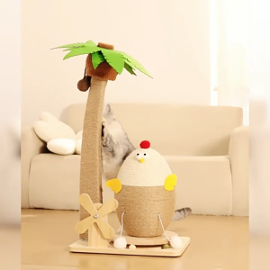 Island Tiki Tales Coconut Tree Rotating Chicken Cat Toy Cat Scratching Board